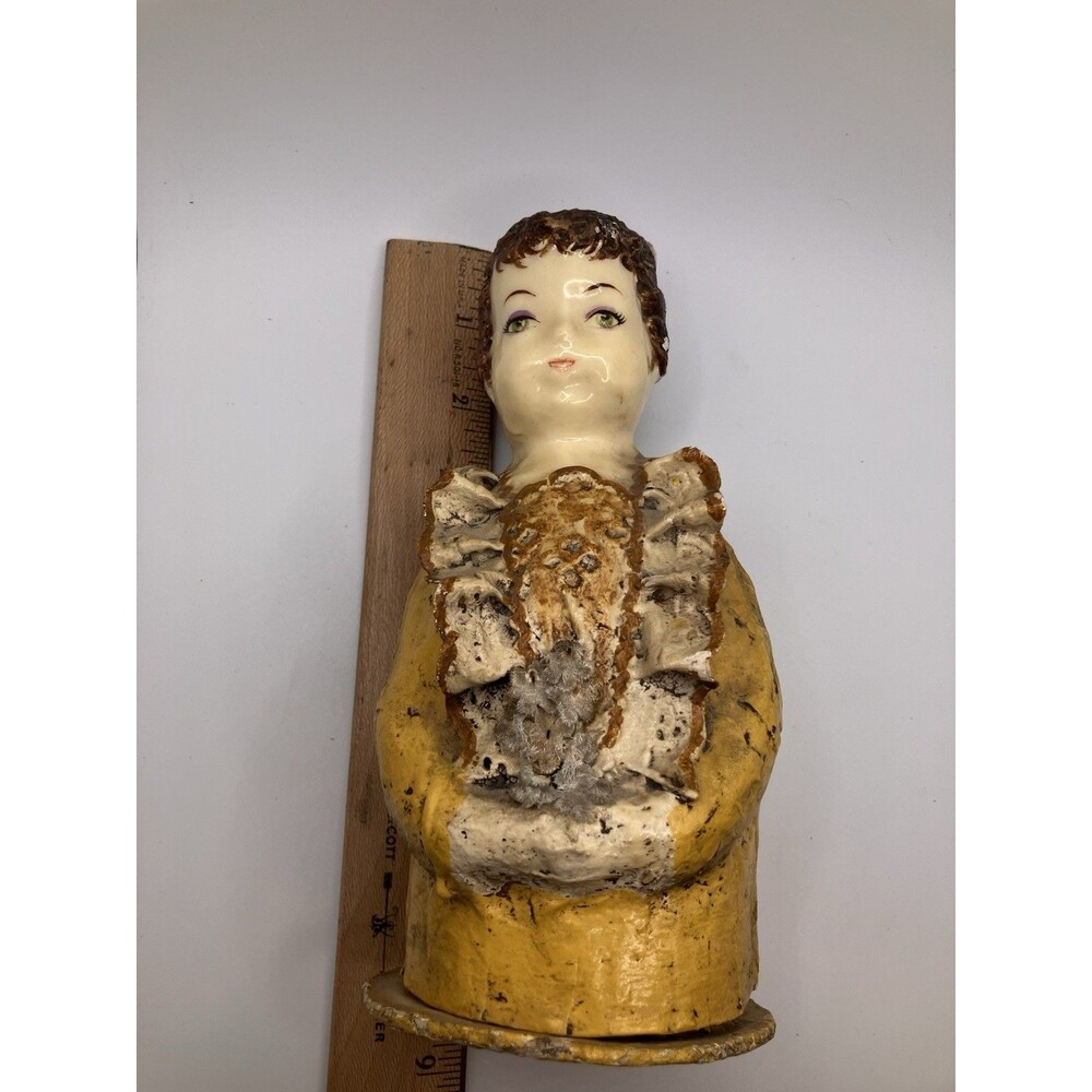Mid Century Pin Cushion Antique Head Folk Art Paper Mache  Sergios Mexico - READ - Picture 7 of 7